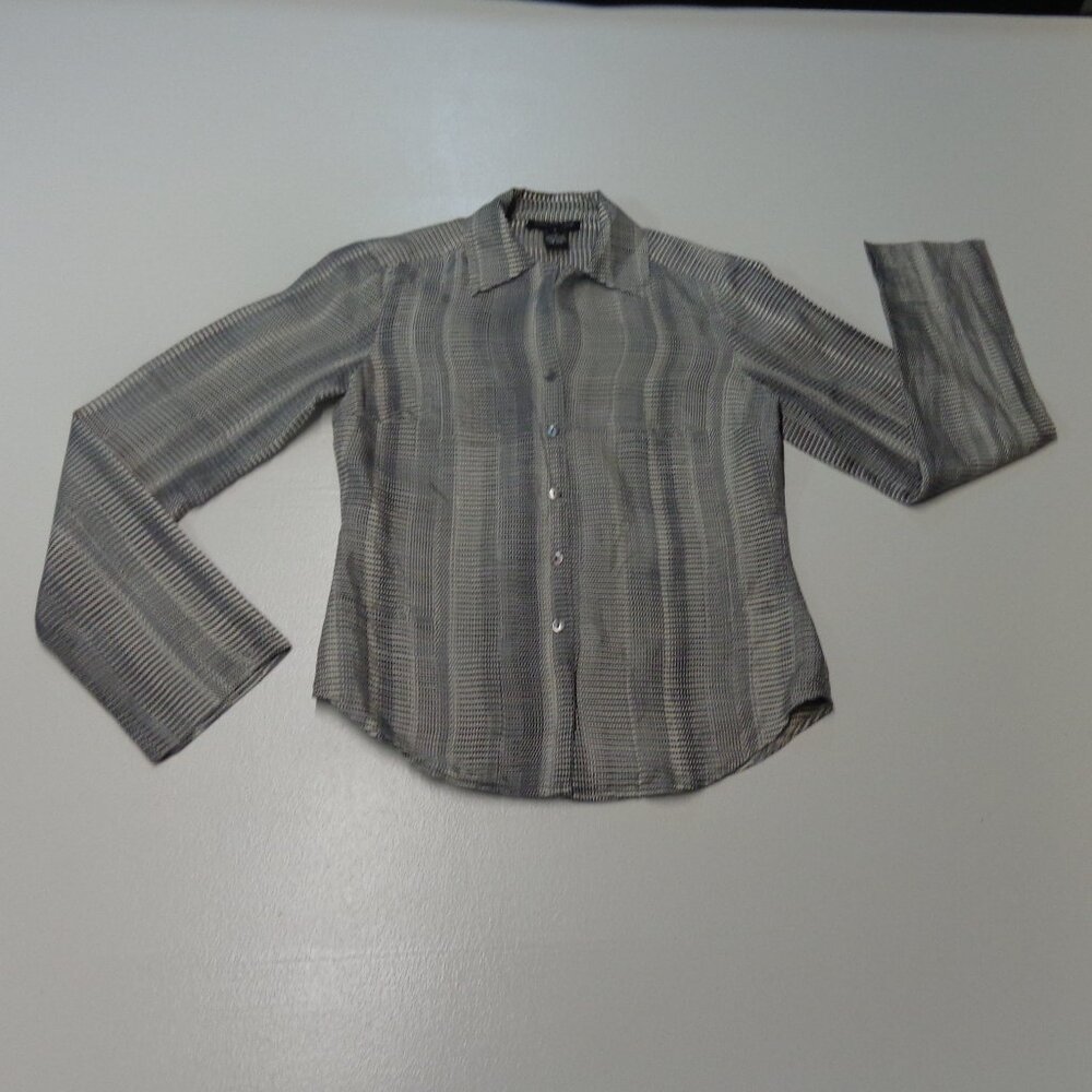 Kenneth Cole New York Size 4 100% Silk Blouse Black/White
